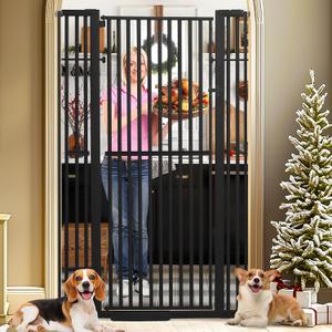 SHYUJAJIE 71 Inch Extra Tall Pet Gate for Cats, 29.5-43" Adjustable Wide Dog Gates, Pressure Mounted Walk Through Tall Cat Gate for Doorways,Hallway,Stairs,House（Black）