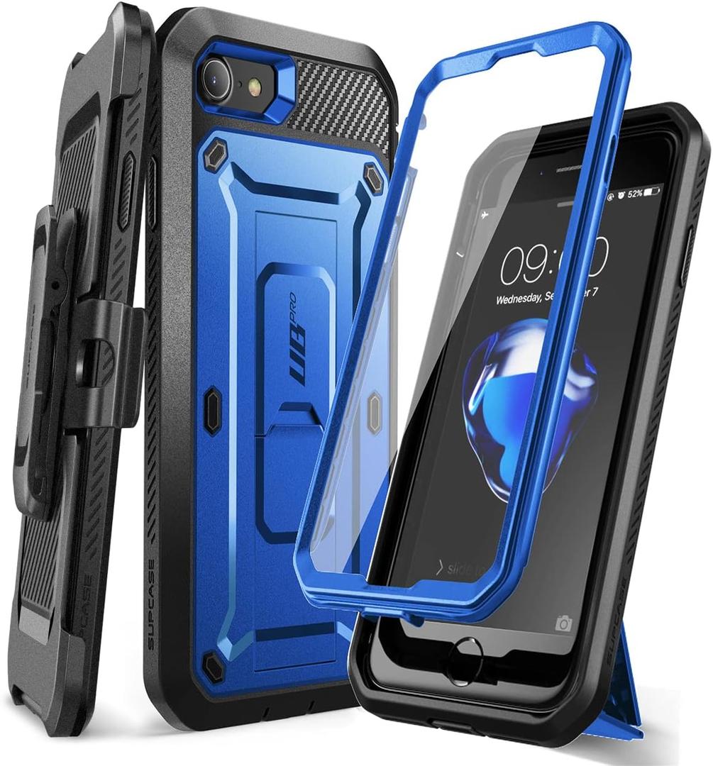 SUPCASE for iPhone SE 3rd Generation/iPhone SE 2nd Generation/iPhone 7/ iPhone 8 Case (Unicorn Beetle Pro), with Screen Protector & Stand & Holster Rugged Phone Case for Apple iPhone SE, RoyalBlue