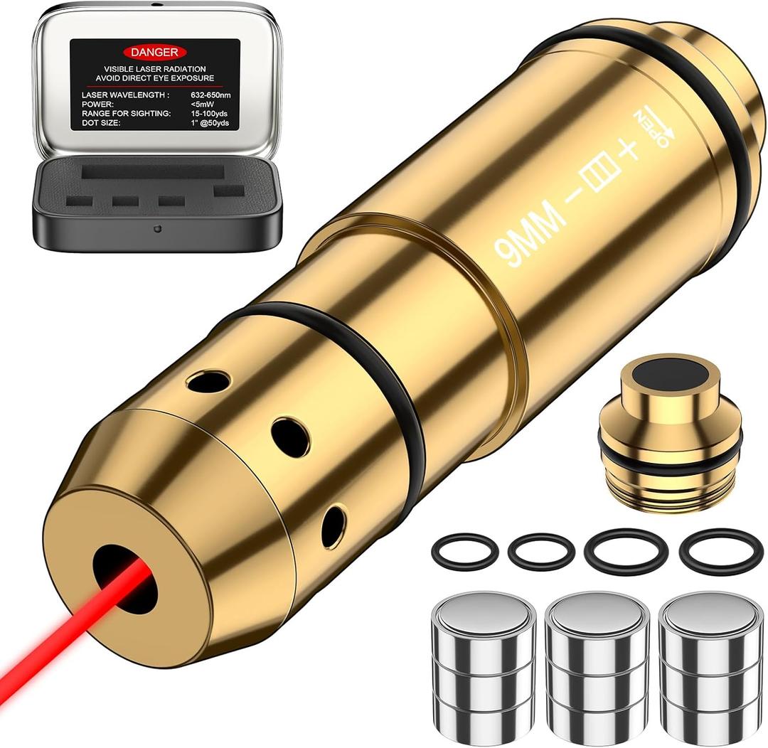 9mm Laser Training Cartridge Dry Fire Laser Training System for Dry Fire Practice and Shooting Training with 3 Set Batteries