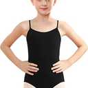 Tegmk Girls Camisole Dance Leotard for Ballet, Adjustable Detachable Clear Straps, Full Front Lining, Size 10-12Y