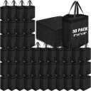 Windyun 100 Pcs Reusable Tote Bag Bulk 8 x 4 x 10 Inch Non Woven Shopping Bag with Handle Christmas Reusable Grocery Gift Tote (Black)