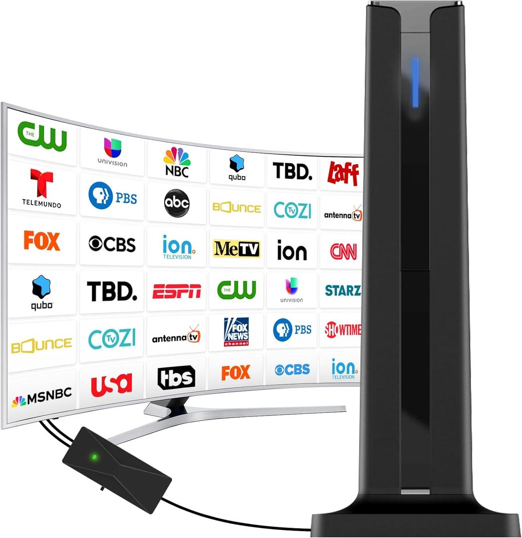 Digital TV Antenna for Smart TV Indoor,2026 TV Antenna with 3M Stick Base, 360&Long Range Reception HDTV Antenna for Local Channels, Easy Installation Antennas for TVs Without Cable (7.0 in)