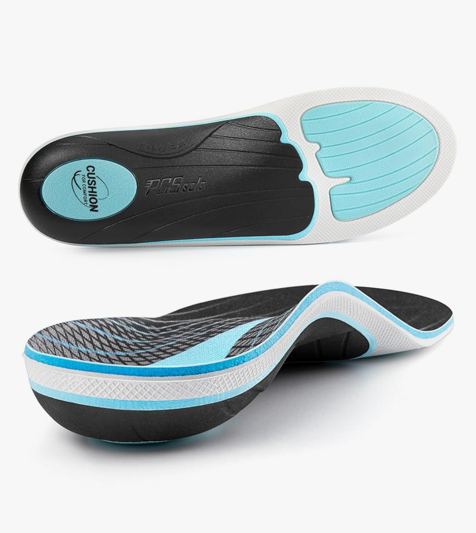 PCSsole Plantar Fasciitis Insoles Men Women- 220+lbs Heavy Duty High Arch Support Inserts with Comfort Cushion Orthotic Pain Relief Insoles for Flat Feet - Arch Pain - Heel Pain -Work Boot Shoe Insole, size Mens 10-10.05, womens 12-12.05 (11.26") (28)