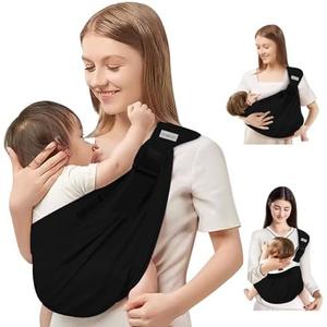 Baby Sling Carrier Newborn to Toddler,Updated Adjustable One Shoulder Labor-Saving Baby Holder Carrier,Tollder Sling Carrying 7-45 lbs（Black）