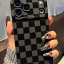 for iPhone 17 Pro Max Case 6.9 Inch 2025, Aesthetic Checkered Goth Phone Case for Women Girls Men, Silicone Protective Phone Cover for iPhone 17 Pro Max, Black Checkered