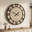 TOKCLOCKS Large 30 Inch Vintage Farmhouse Wall Clock with Wood&Metal Frame
