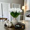 20pcs White Tulips Artificial Flowers 13 Inch Real Touch PU Fake Flowers Fake Tulips for Mother's Day Easter in Home Wedding Office Party Table Decoration