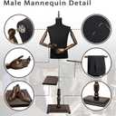 Male Dress Form Torso Male Mannequin Full Body | Height Adjustable 61"~78",Solid Wood Hands with Stand,Detachable Shoe Holder Pants Rack,for Clothing Retail Sewing Shop