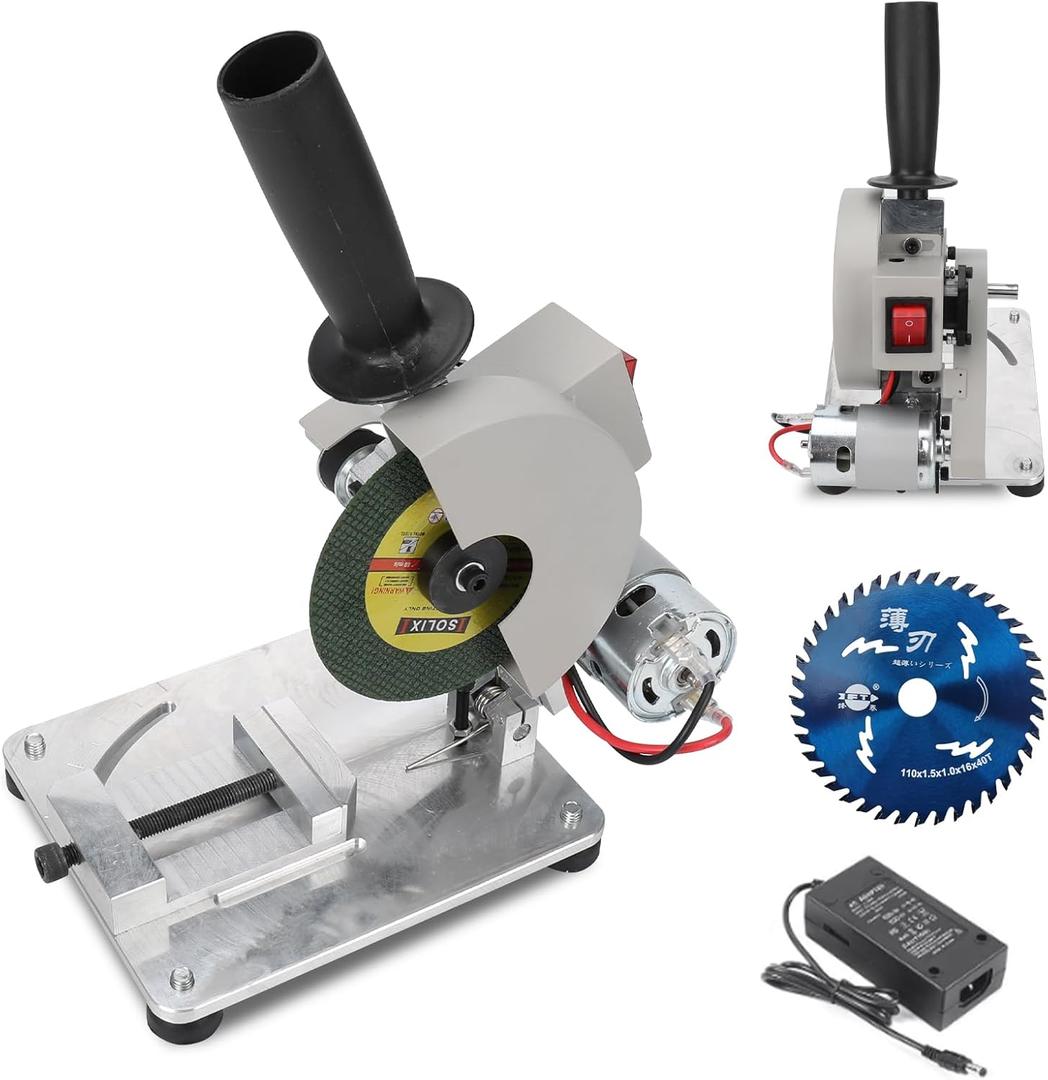 4 Inch Chop Saw, 9000r/Min 110V Cut-Off Mini Miter Saw, 0-45 Adjustable Micro Cutting Polishing Machine for Soft Metal, Iron Sheet, Wood, Aluminum Alloy