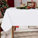 homing Rectangle Vinyl Tablecloth, Waterproof Spillproof Plastic Flannel Backed Table Cloth, Wipe Clean Table Cover for Dining, Buffet Parties and Camping (White, 60" x 84")