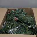 9FT Prelit Christmas Garland Decorations Snow with Dual Color LED Lights and Timer by Remote Control and Battery Operated, Home Mantle Stairs Railing Fireplace Outdoor Indoor Wall