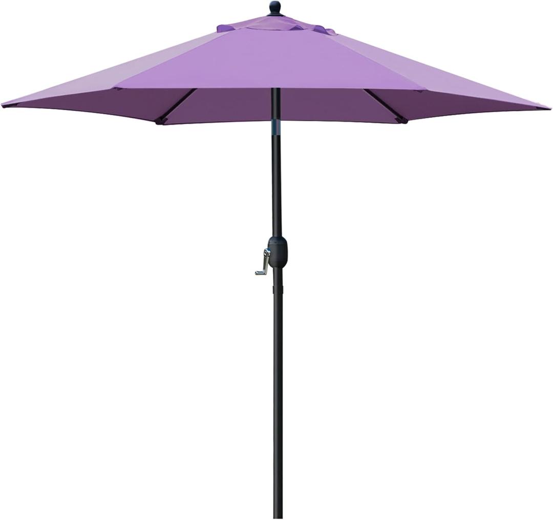 Sunnyglade 7.5' Patio Umbrella Outdoor Table Market Umbrella with Push Button Tilt/ Crank, 6 Ribs (Purple)
