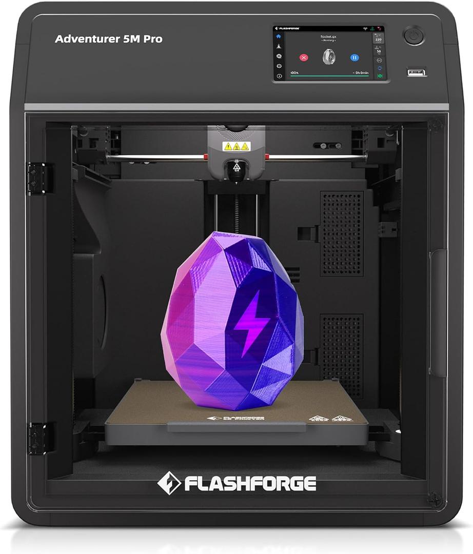 FLASHFORGE Adventurer 5M Pro 3D Printer, 600mm/s Max High-Speed 3D Printers with Auto Leveling, Dual Filtration System, Remote Monitoring, Quick Detachable Nozzle,Effective Cooling, Automatic Shutdown