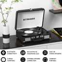 Vinyl Record Player 3-Speed Bluetooth Portable Suitcase Belt-Driven Record Player with 2 Built-in Stereo Speakers Vinyl Vintage Turntable Phonograph Records Player with RCA Line Out, AUX Out (Black)