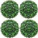 Hotop 4 Pcs 7 Inch Artificial Plant Topiary Ball 4 Layers Garden Spheres Boxwood Balls Artificial Topiaries Spheres Decorative Plants for Backyard, Balcony, Garden, Indoor Outdoor Decor(Green)