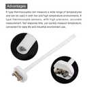 MECCANIXITY K Type Ceramic Kiln Furnace Probe Thermocouple Sensor for Muffle Furnace Oven, High Temperature -50 to 1300°C(-58 to 2372°F) 1.5x200mm