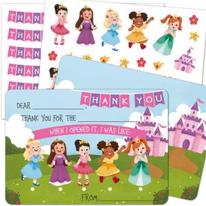 Gooji Colorful Princess Thank-You Cards, 4.25x6, 25 Cards, Customizable