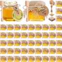 Funnymoom 30 Set Mini Honey Jars Party Favors in Bulk 1.5 oz Hexagon Glass Honey Jar with Dipper Bee Charms Thank You Cards Burlap Jute for Baby Shower Wedding Birthday Gift (Brown,Rustic)