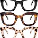 REAVEE Reading Glasses for Women Stylish Cute, 3 Pack Blue Light Blocking Readers Cheaters with Spring Hinge
+1.50