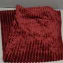 NTBAY Flannel Fuzzy Toddler Blanket, Fluffy Warm and Lightweight Reversible Stripes Design Baby Plush Blanket, 30x40 Inches, WineRed