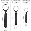 Boys Black Tie 8-10 Years Kids Black Necktie Tie Adjustable Pre-tied Zipper Tie, Bowtie and Pocket Square 3-piece For Wedding School Graduation Corbatas Para Nios