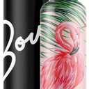 Water Bottle Stainless Steel with Straw | Wide Mouth Double Insulated | Cute Flamingo Gifts for Women | Easy Sip | Leak Proof Lid | BPA Free | Hot and Cold | Free Ice Tray and Pipe Cleaner | 25 oz
