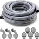 DWALE Liquid-Tight Conduit and Connector Kit,Flexible Non Metallic Liquid Tight Electrical Conduit,1inch25ft Electrical Conduit Kit,with5 Straight and3 Angle Fittings Included,1 in. Dia (25FT)