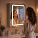 Boswillon Lighted Medicine Cabinet LED Bathroom Mirror with Storage, White | 3 Color Lights&Adjustable Brightness, Recessed or Wall Mount, Adjustable Interior Shelves, For Over Sink, Wood, DTC, 16x20in
