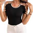 Women's Pearl Cold Shoulder T Shirt Cut Out Crew Neck Elegant Going Out Tops