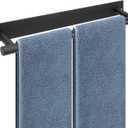 Self Adhesive Towel Bar, 16 Inch Round Towel Racks for Bathroom Wall Mounted SUS304 Stainless Steel Towel Hanger for Kitchen, No Drill or Screw-Mounted Towel Holder (Matte Black)