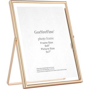 Gold 6x8" Floating Photo Frame for(4x6'&5x7'),Adjustable Tabletop/Shelf Picture Frames,4x6'' Premium Gift Floating Frame for Wedding,Thanksgiving,Christmas,Birthday,Home or Office Decor