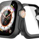 [2-Pack] Julk 49mm Black Case with Screen Protector for New 2025 Apple Watch Ultra-3, 9H Tempered Glass with Ultra-Thin Hard Protective Cover for iWatch Ultra 49mm (Matte Black)
