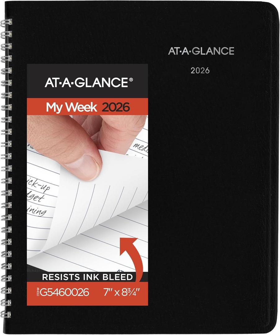 AT-A-GLANCE 2026 Planner, Weekly & Monthly, 7" x 8.75", Medium, Executive, DayMinder, Black (G5460026)