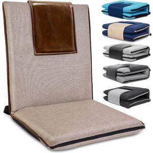 FASTMOMENT Floor Chair with Back Support Foldable Meditation Seat, Brown, Regular