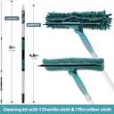 TelesPro 20 Feet High Reach Window Squeegee with 5-12Ft Extension Pole, Window Cleaner Tool with 3-Stage Telescoping Pole, Window Cleaning Kit with Rotatable Head (2 Squeegee & 2 Microfibre Cloths)
