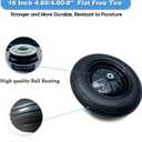 2-Pack of 4.80/4.00-8" Flat Free Tire on Wheel,16"Universal Solid Wheel Barrel Tire,3"-6"Center Hub with 5/8" or 3/4 Ball Bearing,Steel Rim,Ribbed Tread,for Wheelbarrows,Garden and Utility Carts, 4.80/4.00-8 Flat Free Tire Black Rim