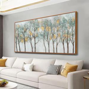 Wall Decor Green Canvas Wall Art Embellishments Plant Forest Abstract Tree Modern Artwork For Living Room Modern Canvas Prints Pictures Wall Artwork For Bedroom Home Hotel Office Decoration 30x60 Inch (58L" x 29W")
