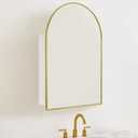 TEHOME 20 x 30'' Brush Gold Arched Bathroom Medicine Cabinet with Mirror Recessed and Surface Mount Medicine Cabinet Mirror