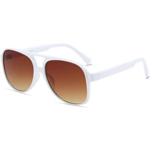 Freckles Mark Vintage Retro 70s Sunglasses for Women Men Classic Large Square Aviator Trendy Glasses (White)