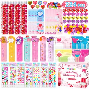 28 Pack Valentines Day Stationery Set for Kids Valentines Day Gift Card School Classroom Exchange Gifts Party Favors Supplies