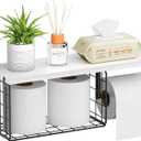 VITVITI Toilet Paper Holder with Shelf, Wall Mounted Toilet Paper Storage Basket, Wood Metal Toilet Roll and Wipes Holder for Bathroom Farmhouse (White)