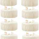 60Inch Ivory Round Tablecloth,8 Pack Wrinkle Resistant 5ft Spandex Tablecloth,Washable Stretchy Polyester Table Cloth Round Cover for Dining Table,Wedding,Reception Banquet, Birthday Party, Buffet