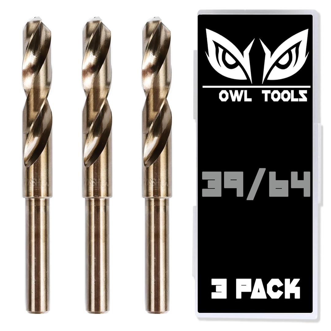 39/64 Cobalt Drill Bits - 3 Pack - 6 Inch Length - M35 Cobalt Drill Bits with Storage Case - Perfect for Metal, Hardened & Stainless Steel, Cast Iron, and More!