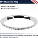 17" Wheel Trim Ring Compatible with Volkswagen Beetle 2012 2013 2014 2015 2016 2017 2018 2019 Replace 5C0601157A 5C0-601-157-A Hubcap Ring
