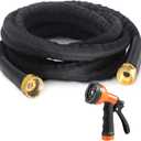25FT Garden Hose Flexible and No-Kink, with Solid Brass Fittings, Puncture Proof, All-Weather Water Hose for Car Washing, Lawn Watering and Outdoor Cleaning(Black,25FT)