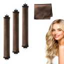 Heatless Hair Curler Overnight Curl Rods for All Hair Types, Healthy and Stylish Heatless Curling Set jumbo heatless hair curler to sleep in Heatless Hair Curlers (Brown, Medium)
