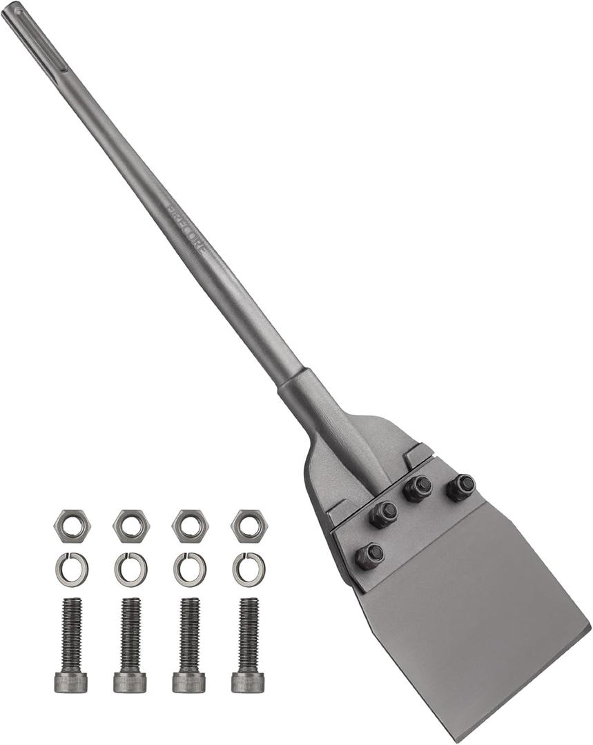 SDS Max Floor Scraper, Firecore 6 Inch SDS Max Thinset Removal Chisel Bits Scaling Chisel Tool for Rotary Hammer Drill, Steel Shovel Bits for Removing Vinyl Flooring VCT Tiles Linoleum Concrete Mortar