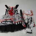 Newcotte 7 Pcs Women Halloween Scary Costume Set Clown Costume Clown Dress Wig Stockings Plastic Sword Hat Medium