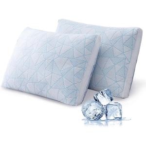 Cotelovo Shredded Memory Foam Cooling Soft Bamboo Viscose Pillows Adjustable Hypoallergenic Hotel Quality Pillows for Stomach, Back or Side Sleeper, Oeko-TEX Certified Queen Size Set of 2
