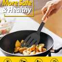 Pack of 2 Silicone Cooking Spatula, Heat Resistant Solid Turner, Non Stick Slotted Spatulas with Wooden Short Handle,Ideal Wood Kitchen Utensils Set for Frying, Baking, Flipping, Turning